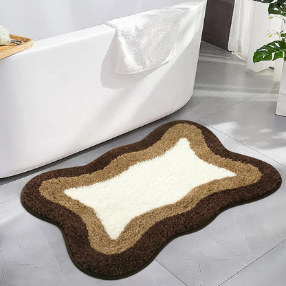 HAOCOO Washable Irregular Shape Bathroom Rugs, 18x25 inch Soft Non Slip Gradient Small Bath Mat, Microfiber Absorbent Bathroom Floor Mats Shower Rug for Bathroom Door Mat Sink Tub Shower