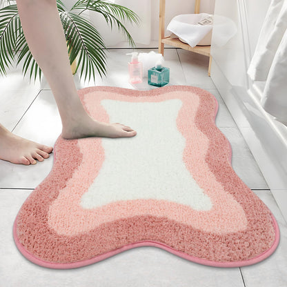 HAOCOO Washable Irregular Shape Bathroom Rugs, 18x25 inch Soft Non Slip Gradient Small Bath Mat, Microfiber Absorbent Bathroom Floor Mats Shower Rug for Bathroom Door Mat Sink Tub Shower