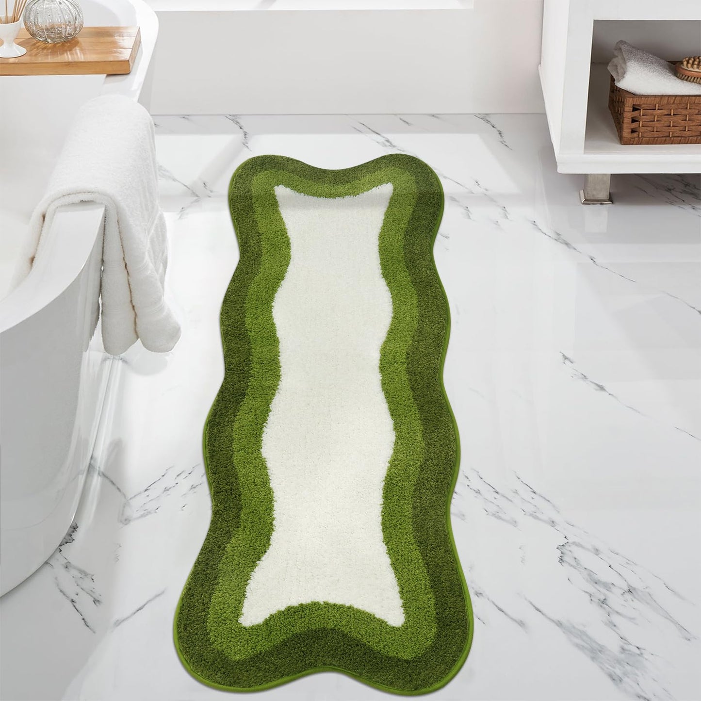 HAOCOO Washable Irregular Shape Bathroom Rugs, 18x25 inch Soft Non Slip Gradient Small Bath Mat, Microfiber Absorbent Bathroom Floor Mats Shower Rug for Bathroom Door Mat Sink Tub Shower