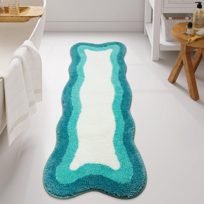 HAOCOO Washable Irregular Shape Bathroom Rugs, 18x25 inch Soft Non Slip Gradient Small Bath Mat, Microfiber Absorbent Bathroom Floor Mats Shower Rug for Bathroom Door Mat Sink Tub Shower