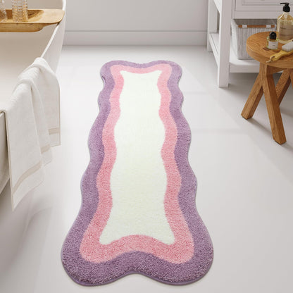 HAOCOO Washable Irregular Shape Bathroom Rugs, 18x25 inch Soft Non Slip Gradient Small Bath Mat, Microfiber Absorbent Bathroom Floor Mats Shower Rug for Bathroom Door Mat Sink Tub Shower