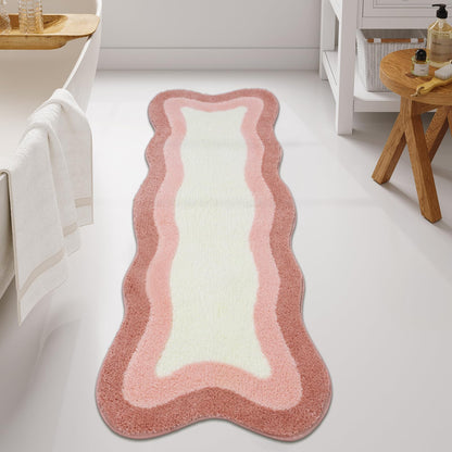 HAOCOO Washable Irregular Shape Bathroom Rugs, 18x25 inch Soft Non Slip Gradient Small Bath Mat, Microfiber Absorbent Bathroom Floor Mats Shower Rug for Bathroom Door Mat Sink Tub Shower