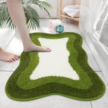 HAOCOO Washable Irregular Shape Bathroom Rugs, 18x25 inch Soft Non Slip Gradient Small Bath Mat, Microfiber Absorbent Bathroom Floor Mats Shower Rug for Bathroom Door Mat Sink Tub Shower