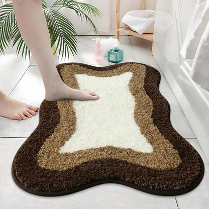 HAOCOO Washable Irregular Shape Bathroom Rugs, 18x25 inch Soft Non Slip Gradient Small Bath Mat, Microfiber Absorbent Bathroom Floor Mats Shower Rug for Bathroom Door Mat Sink Tub Shower