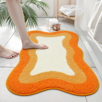HAOCOO Washable Irregular Shape Bathroom Rugs, 18x25 inch Soft Non Slip Gradient Small Bath Mat, Microfiber Absorbent Bathroom Floor Mats Shower Rug for Bathroom Door Mat Sink Tub Shower
